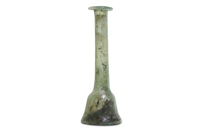 Lot 159 - A ROMAN GREEN GLASS CANDLESTICK UNGUENTARIUM...