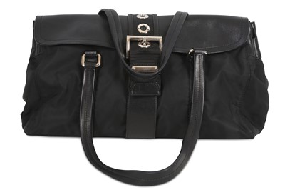 Lot 68 - Prada Black Nylon Shoulder Bag, black leather...