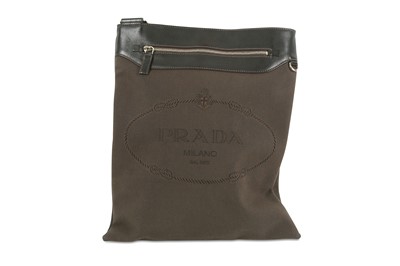 Lot 70 - Prada Brown Canvas Messenger Bag, embroidered...