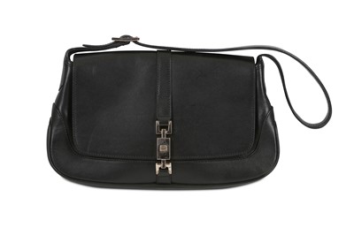 Lot 71 - Gucci Black Leather Small Jackie O Bag, silver...