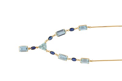 Lot 226 - A sapphire and aquamarine necklace Set to the...