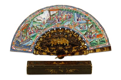 Lot 309 - A Chinese Cantonese black lacquered and gilded...