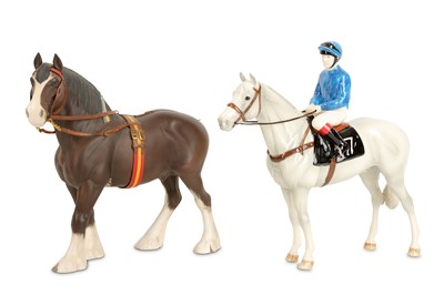 Lot 353 - A John Beswick Racehorse and Jockey, Grey...