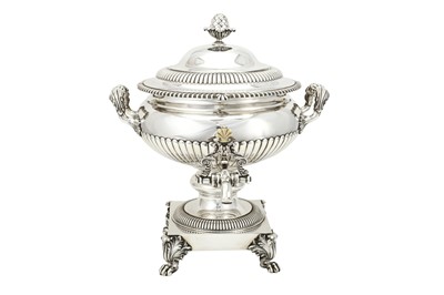 Lot 9 - A George III sterling silver tea urn, London 1817 by William Burwash