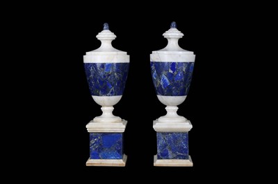 Lot 171 - A PAIR OF NEO-CLASSICAL STYLE WHITE MARBLE AND...