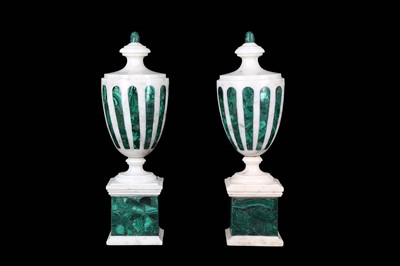 Lot 172 - A PAIR OF NEO-CLASSICAL STYLE WHITE MARBLE AND...