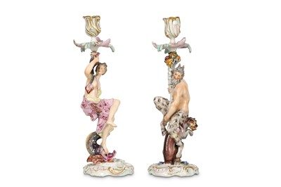 Lot 225 - A PAIR OF 19TH CENTURY DRESDEN PORCELAIN...