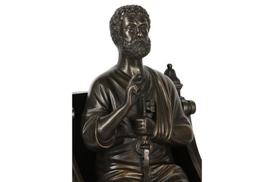 Lot 184 - A BRONZE REDUCTION OF THE STATUE OF ST PETER...