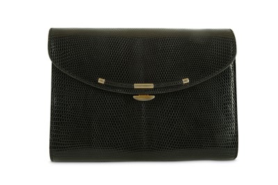 Lot 414 - Asprey Vintage Black Lizard Envelope Clutch,...