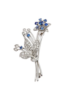 Lot 178 - A sapphire and diamond brooch Designed as a...