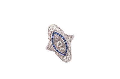 Lot 626 - A diamond dress ring, of navette shape, set...