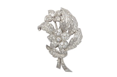 Lot 249 - A diamond foliate spray brooch, circa 1950 Of...