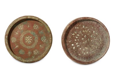 Lot 35 - TWO SMALL SILVER-INLAID BRONZE DISHES  Iran,...