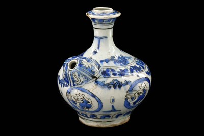 Lot 219 - A BLUE AND WHITE POTTERY QALYAN (WATER-PIPE)  ...