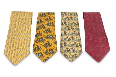 Lot 167 - Three Hermes Whimsical Ties, to include swans,...