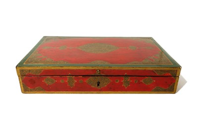 Lot 265 - A FITTED LACQUERED WEIGHT BOX Iran, 19th...