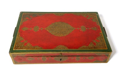 Lot 265 - A FITTED LACQUERED WEIGHT BOX Iran, 19th...