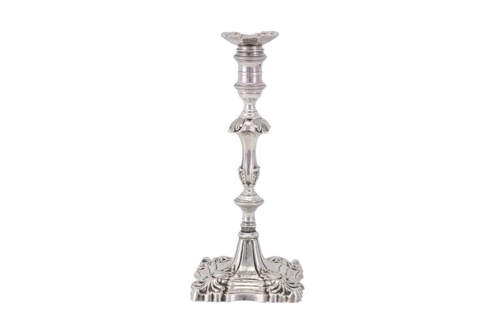 Lot 106 - An early George III sterling silver candlestick, London 1762 by Ebenezer Coker (reg. 27th March 1738)