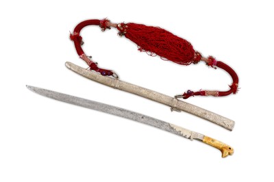 Lot 5 - A yataghan sword in scabbard, featuring a good...