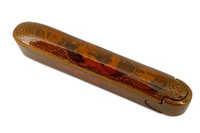 Lot 269 - A LACQUERED PAPIER-MÂCHÉ PEN CASE (QALAMDAN)...