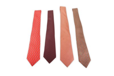 Lot 495 - Four Hermes Silk Ties, with various chain and...