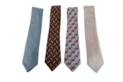 Lot 496 - Four Hermes Silk Ties, of various whimsical...