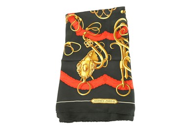 Lot 491 - Hermes Vintage Silk Scarf, gold bridle design...