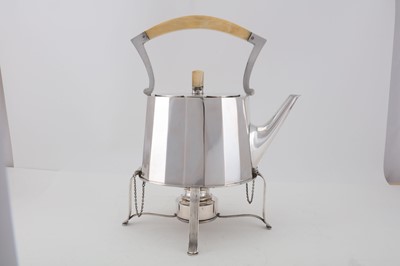 Lot 107 - An Austrian Art Deco 800 standard silver kettle-on-stand, Vienna circa 1910 by Alexander Sturm (active 1885-1915)