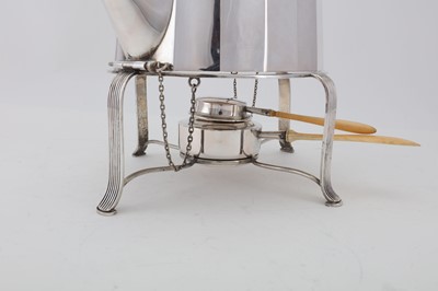 Lot 107 - An Austrian Art Deco 800 standard silver kettle-on-stand, Vienna circa 1910 by Alexander Sturm (active 1885-1915)