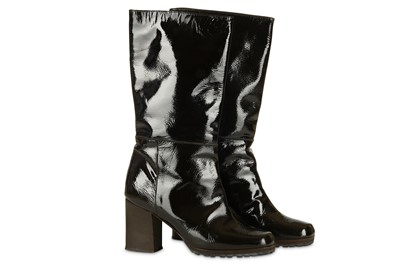 Lot 471 - Marni Black Patent Boots, crinkle patent...