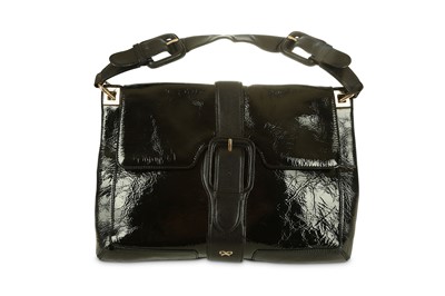 Lot 408 - Anya Hindmarch Black Patent Bag, crinkle...