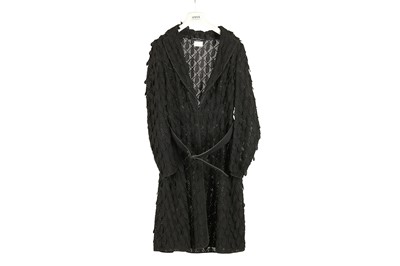 Lot 485 - Salvatore Ferragamo Black Crochet Coat, belted...