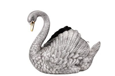 Lot 205 - An Elizabeth II sterling silver swan...