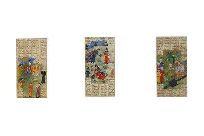 Lot 193 - FIVE FOLIOS FROM THE SHAHNAMA Herat,...