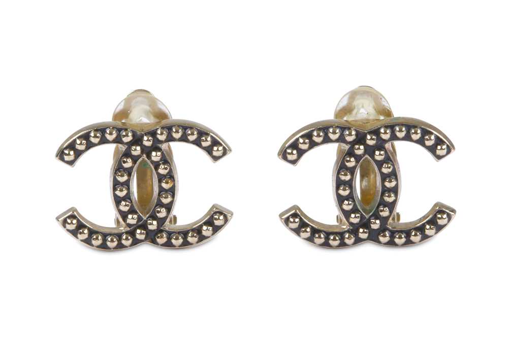 Lot 28 - Chanel CC Clip On Earrings, c. 2010, studded