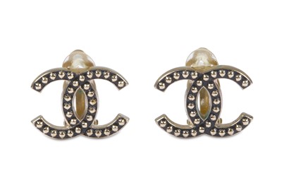 Lot 28 - Chanel CC Clip On Earrings, c. 2010, studded...