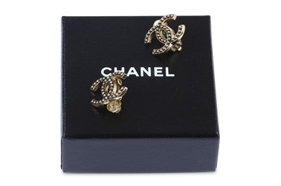 Lot 28 - Chanel CC Clip On Earrings, c. 2010, studded...