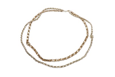 Lot 113 - Chanel Metallic Leather and Chain Necklace, c....