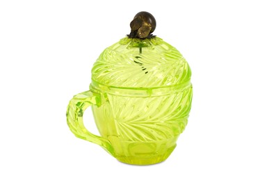 Lot 174 - AN URANIUM GLASS LIDDED CUP FOR THE OTTOMAN...