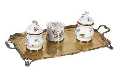 Lot 175 - A MEISSEN PORCELAIN WRITING SET ON A...