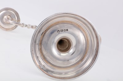 Lot 99 - A pair of Elizabeth II sterling silver three-light candelabra, London 1962 by Apsrey and Co