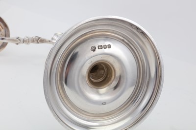 Lot 99 - A pair of Elizabeth II sterling silver three-light candelabra, London 1962 by Apsrey and Co