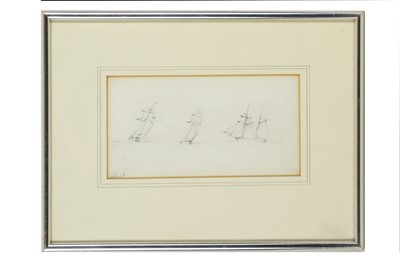 Lot 827 - E W COOKE  Studies of sailing ships Pencil A...