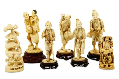 Lot 301 - A group of late 19th Century Japanese ivory...