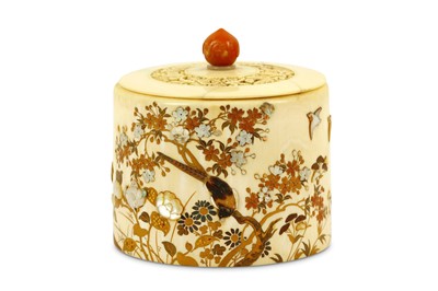 Lot 310 - A late 19th Century Japanese carved ivory box...