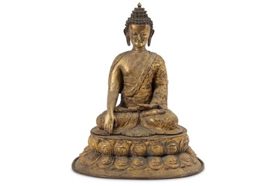 Lot 314 - A gilt bronze buddha seated in the bhumisparsa...