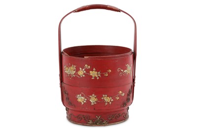 Lot 317 - A Chinese red lacquer food container, the...