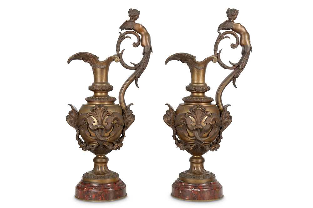Lot 10 - A LARGE PAIR OF NAPOLEON III PERIOD BRONZE...