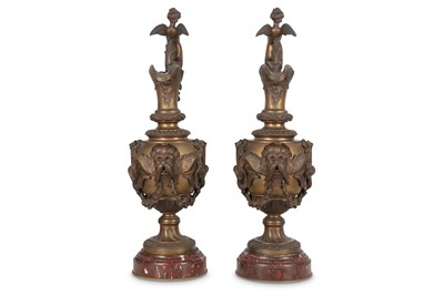 Lot 10 - A LARGE PAIR OF NAPOLEON III PERIOD BRONZE...