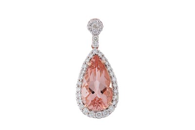 Lot 130 - A morganite and diamond pendant The...